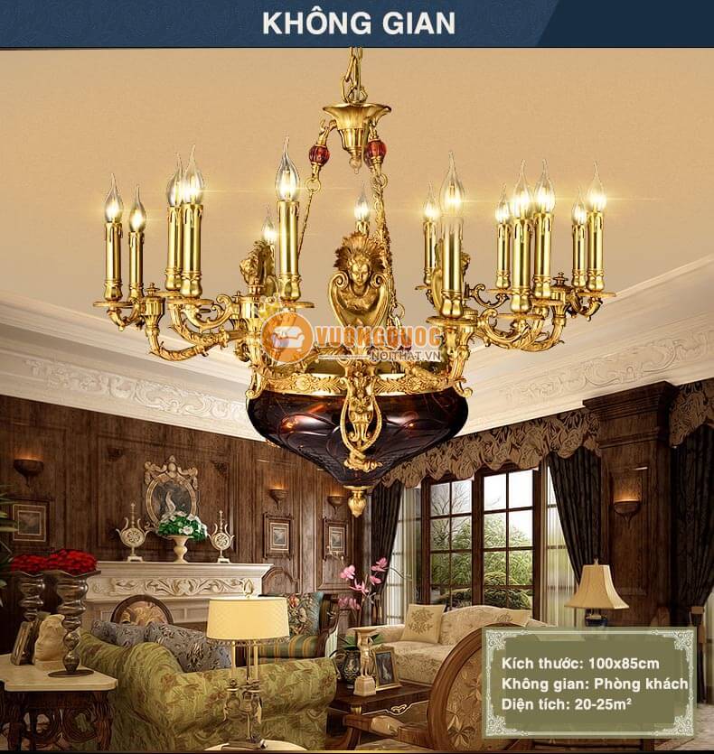 Đèn chùm đồng nhập khẩu nghệ thuật abr184-4